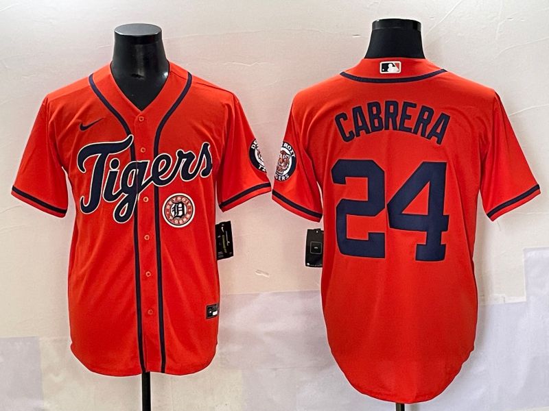 Men 2025 Detroit Tigers #24 Cabrera Orange Game Nike MLB Jersey style 6